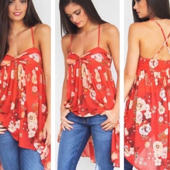 FREE PEOPLE ⭐️ mirage floral top - Picture 1 of 8